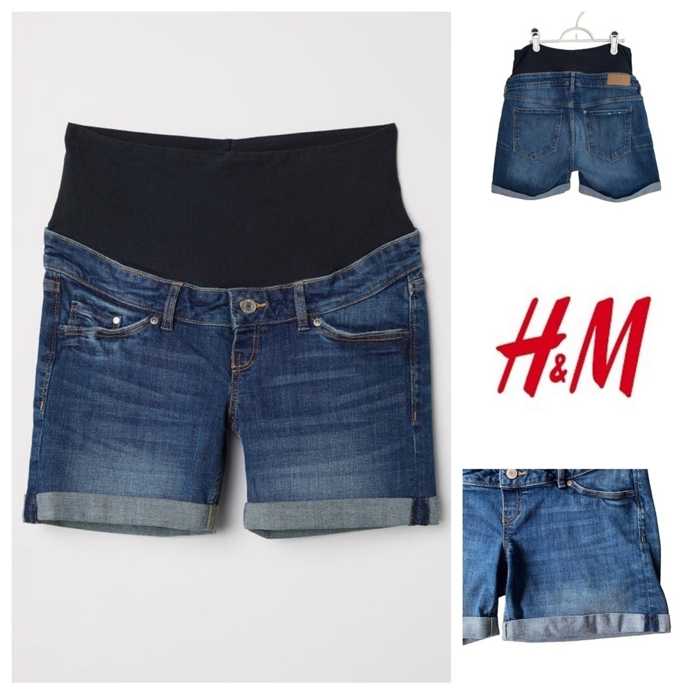 H&M Blue Jean Shorts with Black Waistband